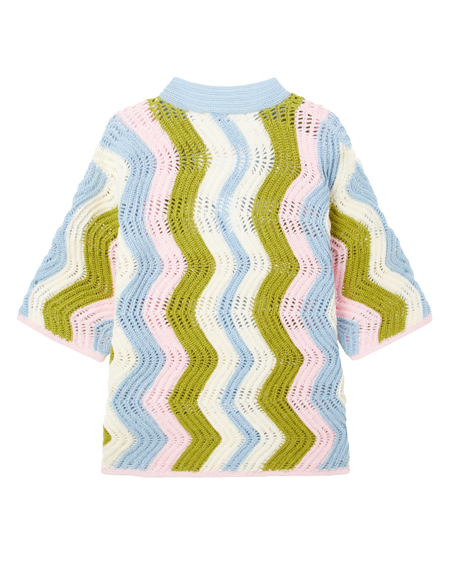 포르테 포르테 포르테포르테 [FORTE FORTE] 핑크 짜임 면 5부소매가디건 착용컷