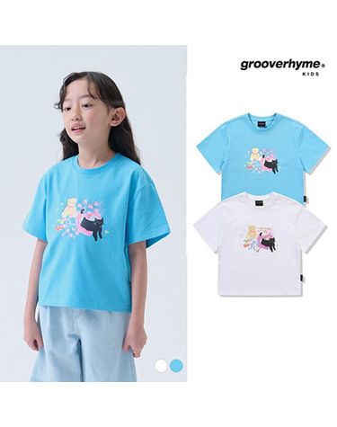 [보리보리] 여아 C/P 싱글 고양이 콜라주 티셔츠 세미크롭핏2COLOR LITMCTR907M