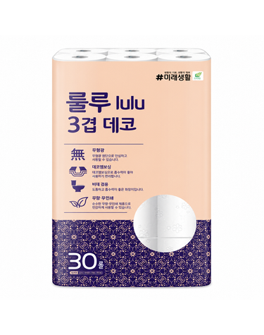 땡큐온 [보리보리] 잘풀리는집 룰루 3겹 데코 화장지 22M 30롤 x1팩