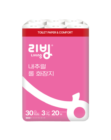 [보리보리] 리빙 내추럴 데코 3겹 무색무향 화장지 20M 30롤 x1팩