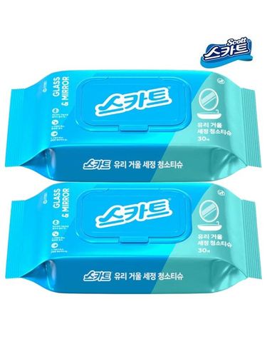 [보리보리] 스카트 세정티슈 유리거울 물자국스크래치 캡30매x2개