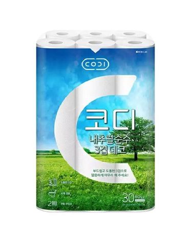 [보리보리] 코디 내추럴 순수 3겹 데코 화장지 20M 30롤 x1팩
