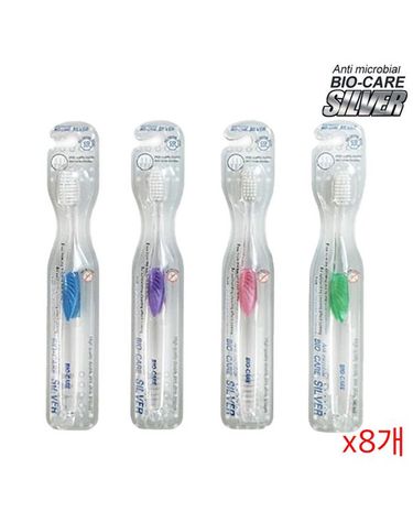 [보리보리] 바이오 케어 은칫솔 x8개 이중모 FDA인증 색상랜덤