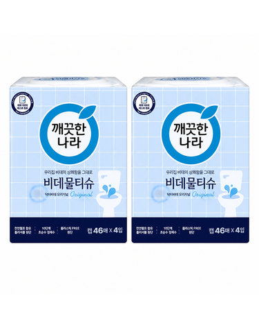 [보리보리] 깨끗한나라 닥터비데 물티슈 캡형 46매 3+1입 x2팩
