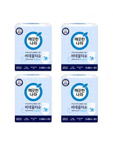 [보리보리] 깨끗한나라 닥터비데 물티슈 캡형 46매 3+1입 x4팩
