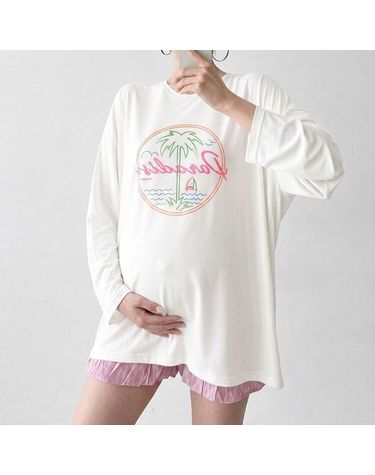 [보리보리] 오버핏 빅사이즈 래쉬가드 임산부 비치룩 긴팔 수영복 커버업 Pp318