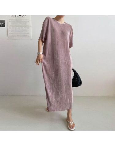 [보리보리] 빅사이즈 플리츠 주름 롱 원피스 여름 여행 Pp503