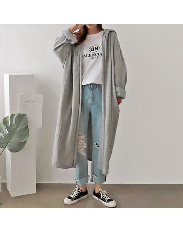 [보리보리] 후드 롱 빅사이즈 가디건