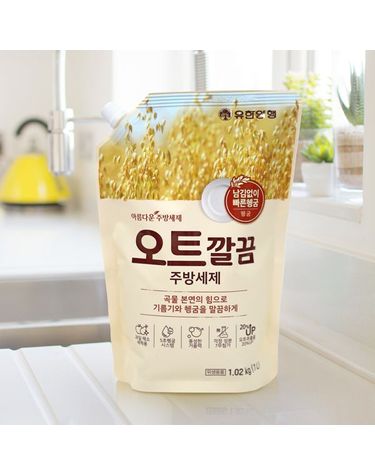 [보리보리] 유한 아름다운 오트 깔끔 설거지 주방세제 리필 1L