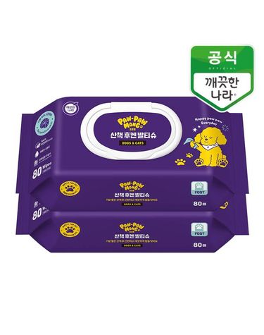 깨끗한나라 [보리보리] 포포몽 산책 후엔 발티슈 80매x2팩