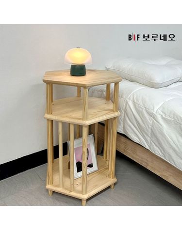 [보리보리] 앳홈 헥사곤 원목 2단 협탁