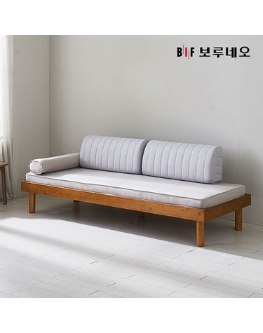 [보리보리] 앳홈 솔라 원목 데이베드 소파베드 프레임+매트+원형쿠션+등쿠션2개