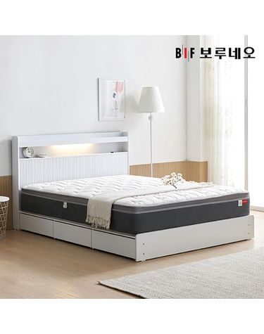 [보리보리] 앳홈 스팅 템바보드 LED 서랍형 침대 SS-매트리스 미포함