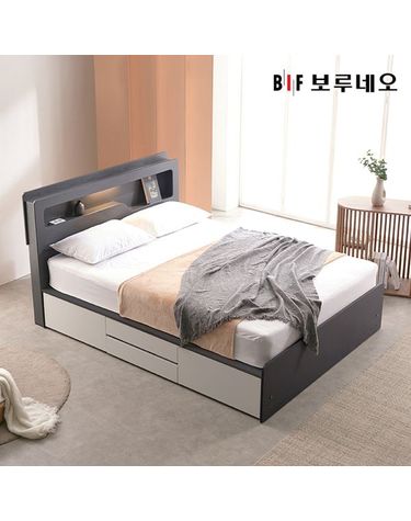 [보리보리] 앳홈 노바 LED 4단서랍 침대 Q-쟈가드독립매트리스