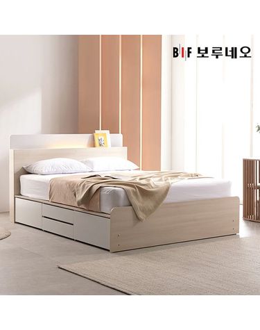 [보리보리] 앳홈 켈리 LED 4단서랍 침대 SS-호텔식투인스매트리스
