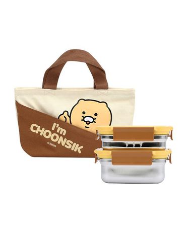 [보리보리]  춘식이 카고 스텐2단 도시락 지퍼가방세트