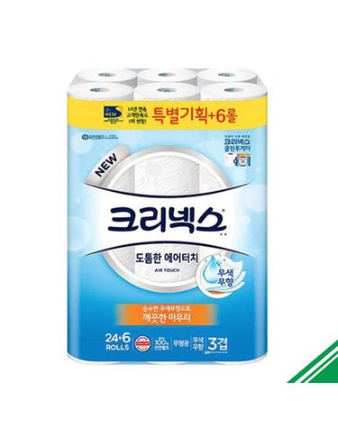 [보리보리] 크리넥스 3겹 도톰한 에어터치 화장지 27m 30롤