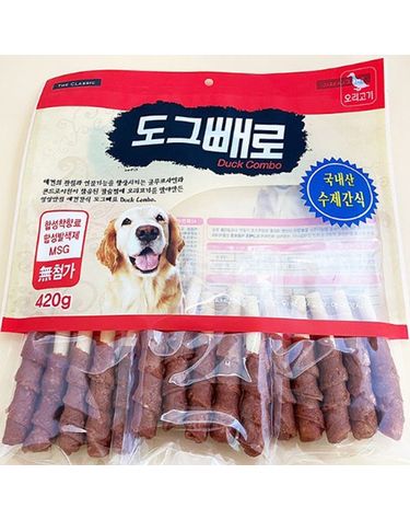 [보리보리] 아침애 수제간식 도그빼로 오리고기콤보 420g