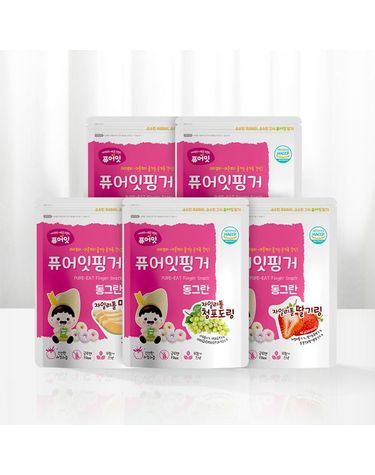 [보리보리]  핑거 동그란 아이과자 자일리톨 과일링 5종세트 간식