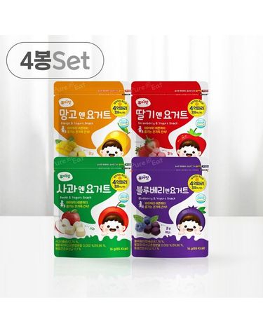 [보리보리]  동결건조 과일 엔 요거트 큐브 4봉세트 아이과자 유아 간식