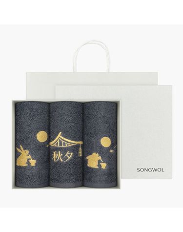 [보리보리]  추석 명절 금토끼 호텔수건 130g 3매 선물세트쇼핑백 기념수건 답례품