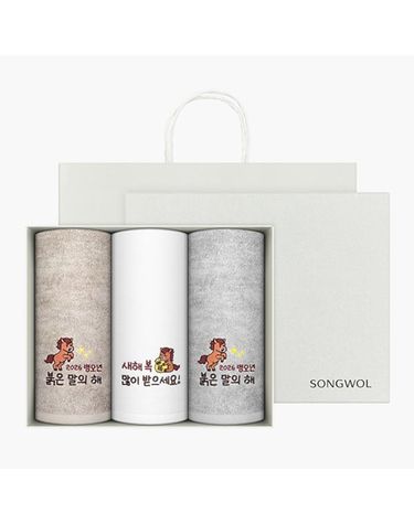 [보리보리]  2026 병오년 붉은말 자수타올 3매 선물세트+쇼핑백