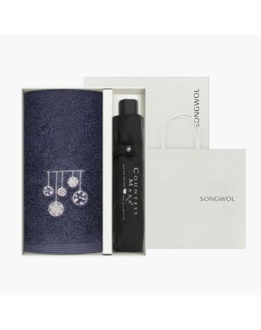 [보리보리] 송월 크리스마스 답례품 선물세트징글벨세면타올1+CM3단폰지우산1+쇼핑백