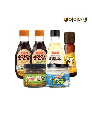 [보리보리] 순한양념세트 국물간장+비빔간장+소금+된장+참기름+순알룰로스