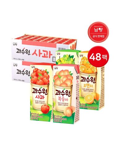 [보리보리] 과수원 190ml 48팩 사과 청포도 복숭아 과일주스