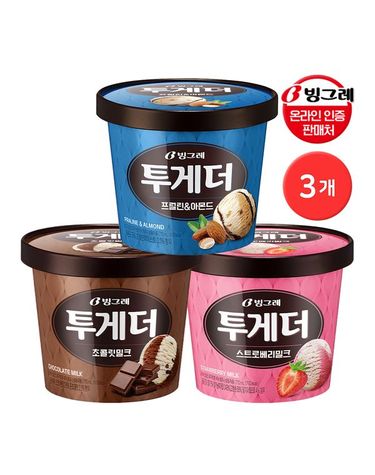 [보리보리]  투게더 아이스크림 3개 / 바닐라 프럴린 스트로베리 초콜릿