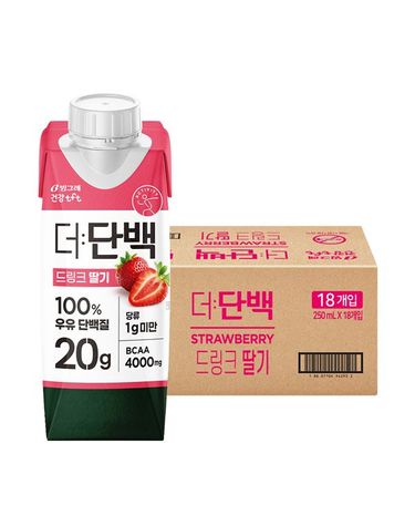 [보리보리]  더단백 드링크 딸기 250ml 18팩 / 프로틴 음료