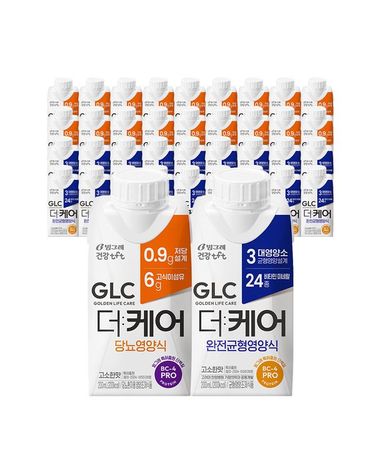 [보리보리]  GLC 더케어 200ml 당뇨 영양식 18팩 + 완전균형식 18팩 총 36팩