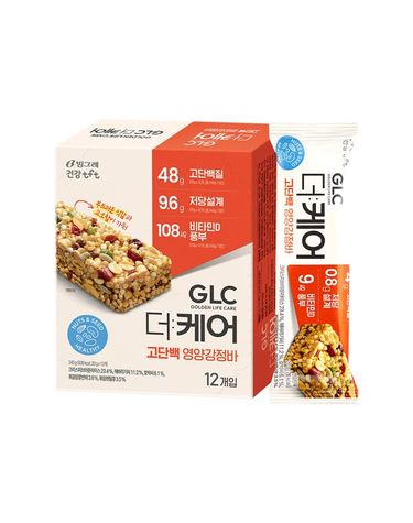 [보리보리]  GLC 더케어 고단백 영양강정바 240g 12입 / 에너지바 영양간식 견과바 저당간식