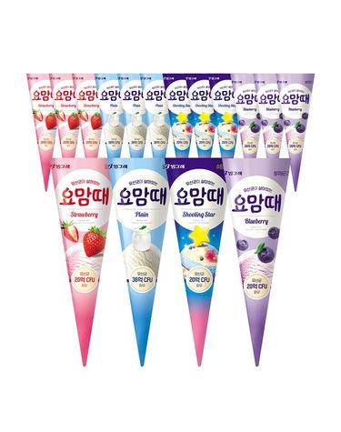 [보리보리]  요맘때 콘 아이스크림 4종 혼합 12개 플레인3+딸기3+슈팅스타3+블루베리3