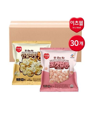 [보리보리]  이츠웰 포켓팝콘 딸기맛 15개+인절미맛뻥 15개