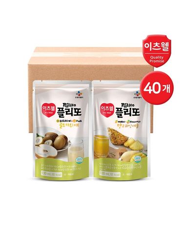 [보리보리] CJ이츠웰 플리또 과일주스 파우치 130ml 혼합 40개 키위배 20+망고 20