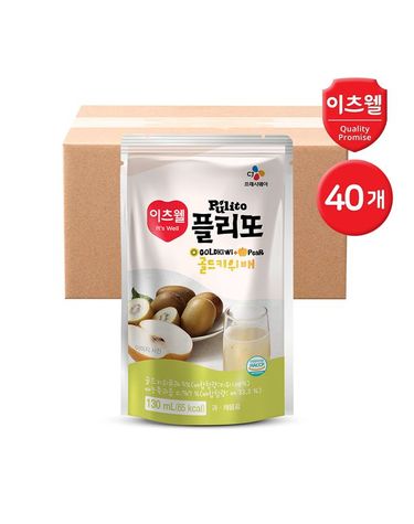 [보리보리] CJ이츠웰 플리또 골드키위배 과일주스 파우치 130ml 40개