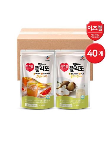 [보리보리] CJ이츠웰 플리또 과일주스 파우치 130ml 혼합 40개 키위배 20+오렌지 20