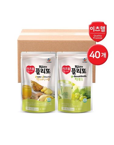 [보리보리] CJ이츠웰 플리또 과일주스 파우치 130ml 혼합 40개 망고 20+청포도 20