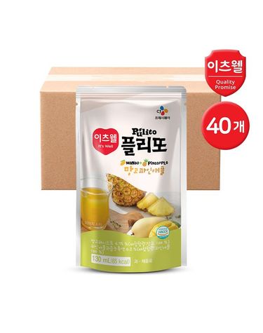 [보리보리] CJ이츠웰 플리또 망고파인애플 과일주스 파우치 130ml 40개