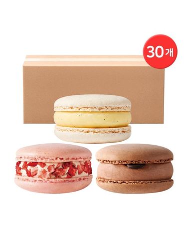 [보리보리]  마카롱 혼합구성 총 30개 / 초코 10 + 딸기 10 + 바닐라 10