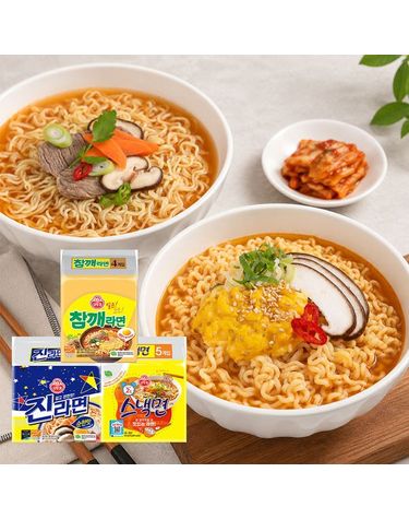 [보리보리]  라면 순둥 세트 총 19개입 진라면 순한맛 10 + 스낵면 5 + 참깨라면 4