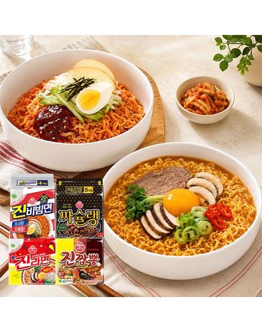 [보리보리]  라면 진진짜라 세트 총 18개입 진라면 매운맛 5 + 진짬뽕 4 + 진비빔면 4 + 짜슐랭 5