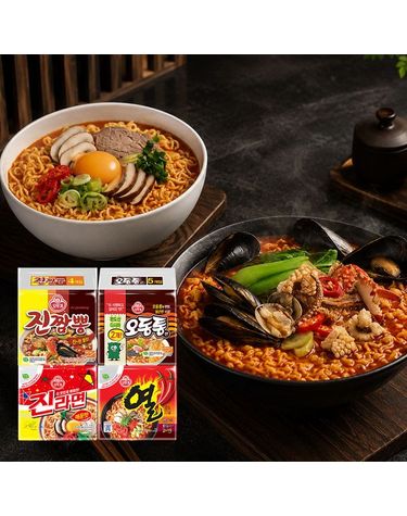 [보리보리]  라면 맵부심 세트 총 38개입 진라면 매운맛 10 + 열라면 10 + 진짬뽕 8 + 오동통면 10