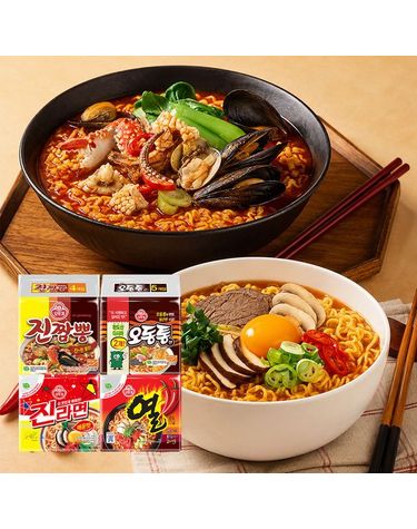 [보리보리]  라면 맵부심 세트 총 19개입 진라면 매운맛 5 + 열라면 5 + 진짬뽕 4 + 오동통면 5