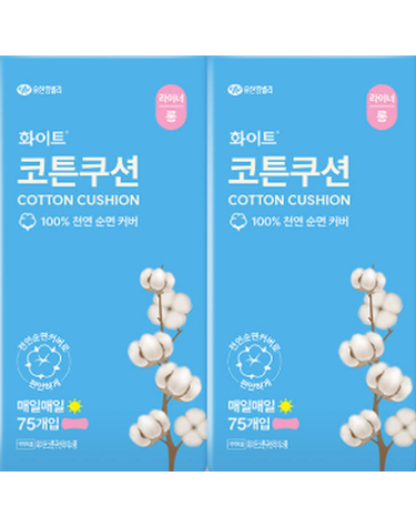 [보리보리] 화이트 코튼쿠션 천연 순면커버 라이너 롱 75매 x2개