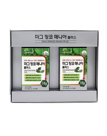 땡큐온 [보리보리] 마그 징코 매니아플러스 혈행 기억력개선 60캡슐 x2개