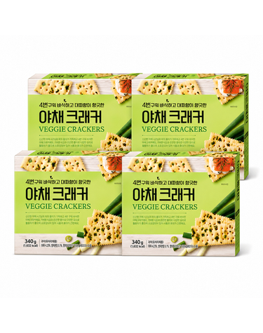 [보리보리] 푸지안 4번구워 바삭한 대파향 야채 크래커 340g x4개