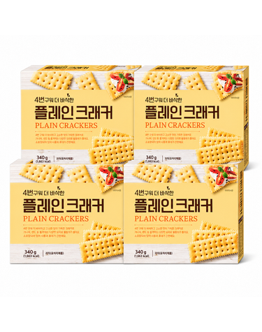 [보리보리] 푸지안 4번구워 더 바삭한 플레인 크래커 340g x4개