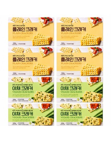 [보리보리] 푸지안 4번구워 바삭한 야채 플레인 크래커 340g x4개